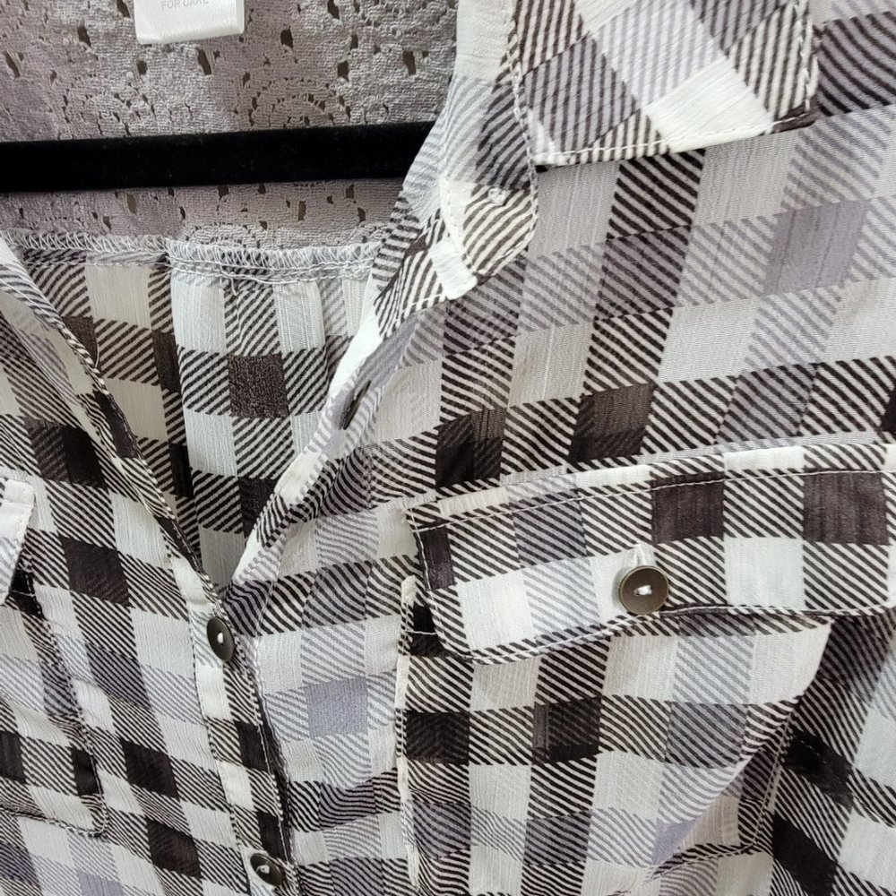 Band of Gypsies Sheer Button Down Long Sleeve Shirt Size Small Lace Back - Picture 9 of 12